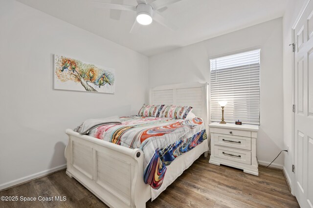 4554 Magenta Isles Dr, Melbourne, FL 32904 - bedroom featuring wood finished floors, ceiling fan, and baseboards