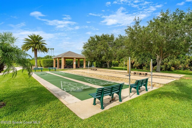 4341 Aberdeen Cir, Rockledge, FL 32955 - view of community with shuffleboard, a yard, and a gazebo