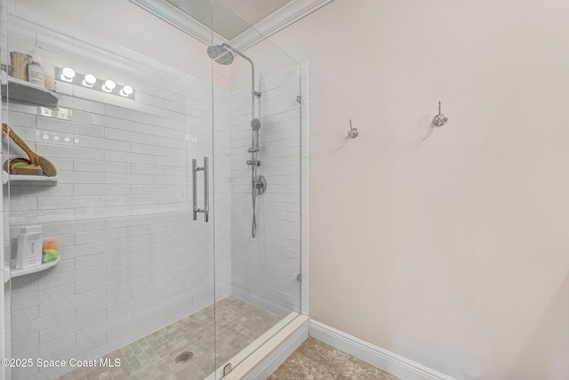 910 Swiss Pointe Ln, Rockledge, FL 32955 - bathroom featuring a shower stall and tile patterned floors