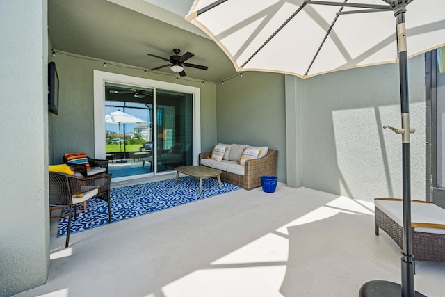 2611 Ballydoyle Ln, Melbourne, FL 32940 - view of patio / terrace featuring ceiling fan and an outdoor hangout area