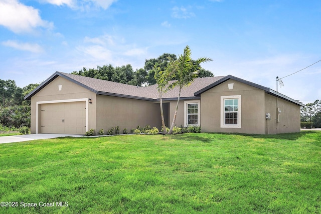 1170 Pluto St SE, Palm Bay, FL 32909 - single story home featuring an attached garage, concrete driveway, a front yard, and stucco siding