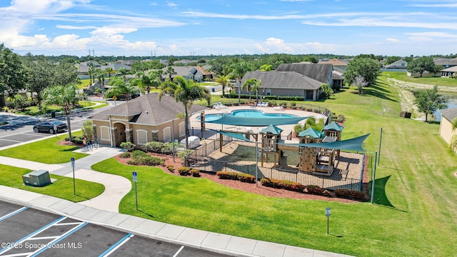422 Moray Dr SW, Palm Bay, FL 32908 - aerial view of residential area with a pool area