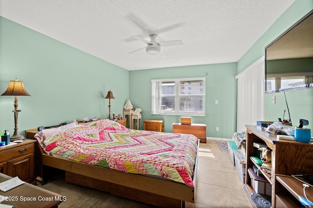 1700 N Atlantic Ave Unit 133, Cocoa Beach, FL 32931 - bedroom featuring a textured ceiling and a ceiling fan