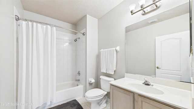 3266 Helmsdale Ct, Melbourne, FL 32940 - bathroom with toilet, vanity, shower / bath combo with shower curtain, and tile patterned flooring
