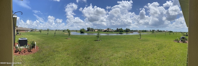 3547 Aberdeen Dr SE, Palm Bay, FL 32909 - view of green lawn featuring a water view and central air condition unit