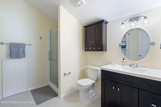 4070 Orion Way, Rockledge, FL 32955 - full bath featuring vanity, toilet, a shower stall, baseboards, and tile patterned flooring