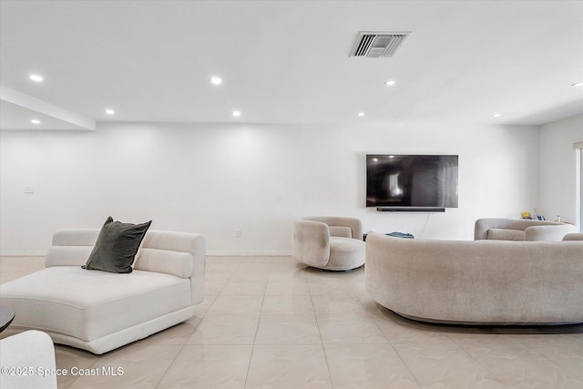 253 NE 212th Ter, Miami, FL 33177 - living room with recessed lighting, baseboards, and light tile patterned floors