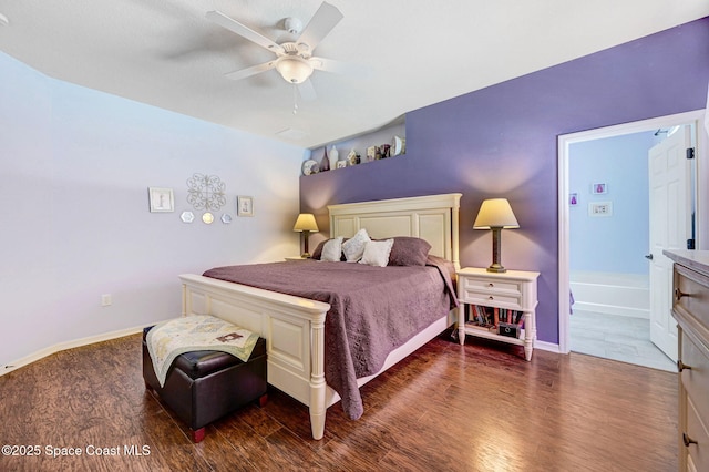 2263 Chinaberry Cir SE, Palm Bay, FL 32909 - bedroom with wood finished floors, baseboards, and ceiling fan