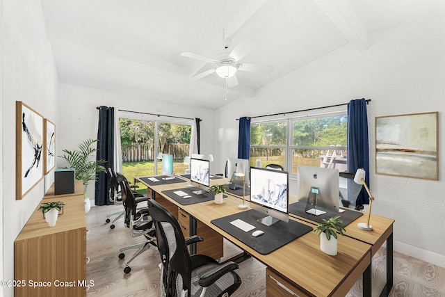 996 S Wickham Rd, West Melbourne, FL 32904 - office with a ceiling fan, light wood-style flooring, and baseboards