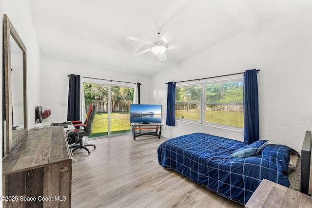 996 S Wickham Rd, West Melbourne, FL 32904 - bedroom with access to outside, wood finished floors, an office area, and ceiling fan