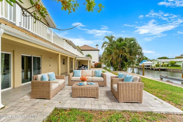 520 Bahama Dr, Indian Harbour Beach, FL 32937 - view of patio / terrace featuring a water view, a balcony, and outdoor lounge area