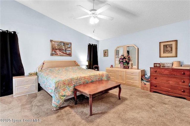 749 Tulip Dr, Sebastian, FL 32958 - carpeted bedroom with lofted ceiling and ceiling fan