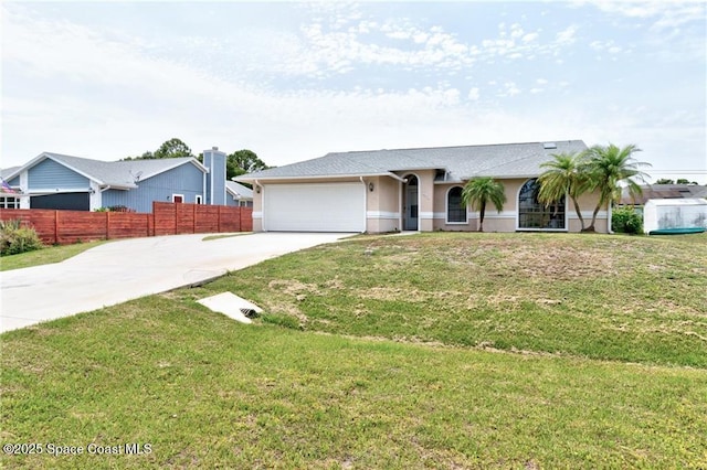 749 Tulip Dr, Sebastian, FL 32958 - ranch-style home with concrete driveway, stucco siding, and an attached garage