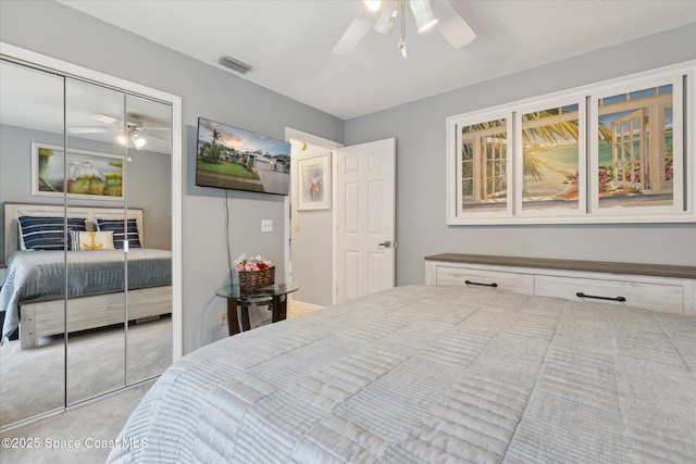 4625 Curtis Blvd, Cocoa, FL 32927 - carpeted bedroom featuring a closet and a ceiling fan