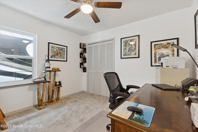 4625 Curtis Blvd, Cocoa, FL 32927 - office area with carpet floors, ceiling fan, and baseboards