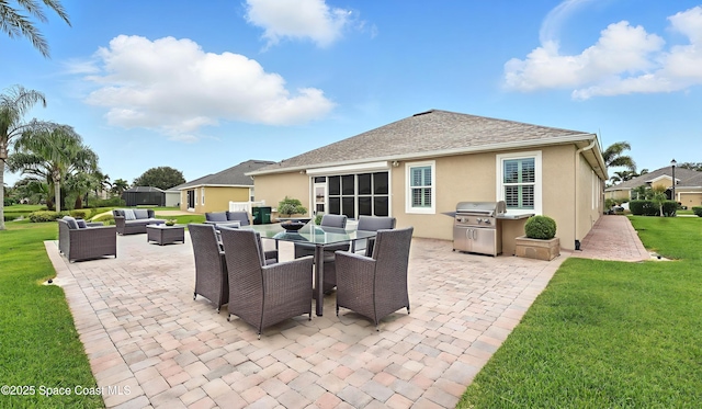 5852 Goleta Cir, Melbourne, FL 32940 - view of patio featuring an outdoor living space, grilling area, and outdoor dining space