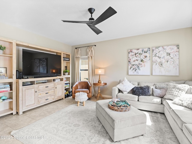 4647 Broomsedge Cir, West Melbourne, FL 32904 - living room featuring a ceiling fan and light tile patterned floors
