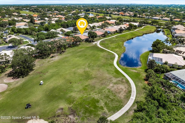 8051 Daventry Dr, Melbourne, FL 32940 - aerial view of residential area featuring a nearby body of water and a local golf course