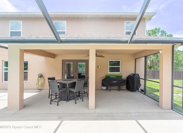 2501 Eldron Blvd SE, Palm Bay, FL 32909 - view of patio / terrace featuring a grill, french doors, and a ceiling fan