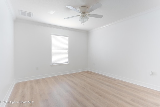 2501 Eldron Blvd SE, Palm Bay, FL 32909 - unfurnished room with light wood-style flooring, ornamental molding, ceiling fan, and baseboards