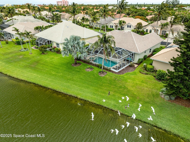 274 Clyde St, Melbourne Beach, FL 32951 - aerial view of residential area featuring a large body of water and a pool