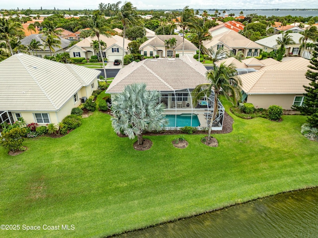 274 Clyde St, Melbourne Beach, FL 32951 - aerial view of residential area featuring a pool area and a nearby body of water