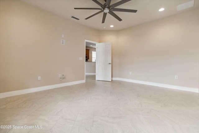 2262 Lune Ct, West Melbourne, FL 32904 - spare room featuring ceiling fan, recessed lighting, and baseboards