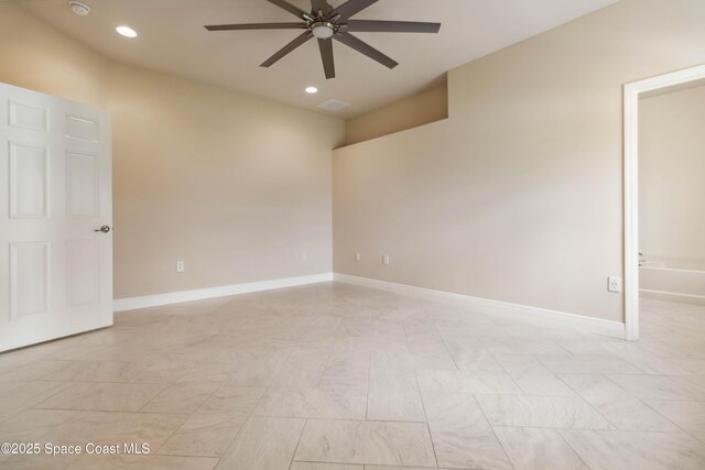 2262 Lune Ct, West Melbourne, FL 32904 - empty room with a ceiling fan, recessed lighting, and baseboards