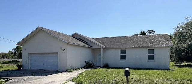 4155 Devoe Ave, Cocoa, FL 32927 - single story home with stucco siding, an attached garage, a shingled roof, and a front yard