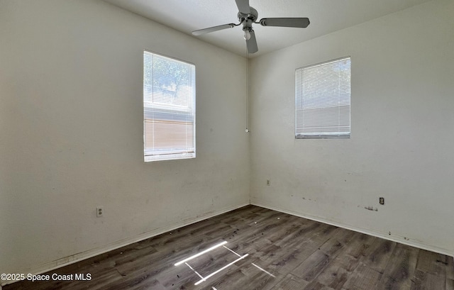 4155 Devoe Ave, Cocoa, FL 32927 - empty room with wood finished floors, a ceiling fan, and baseboards