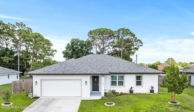 1641 Earlham Ave NW, Palm Bay, FL 32907 - single story home featuring stucco siding, an attached garage, driveway, and a shingled roof