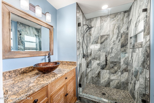 475 Park Ave, Satellite Beach, FL 32937 - bathroom featuring a shower stall and vanity