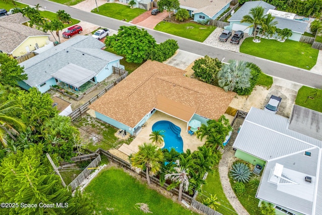 475 Park Ave, Satellite Beach, FL 32937 - aerial perspective of suburban area featuring a pool
