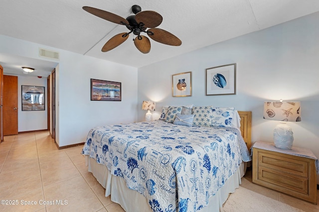 1000 N Atlantic Ave Unit 614, Cocoa Beach, FL 32931 - bedroom featuring light tile patterned flooring, baseboards, and ceiling fan