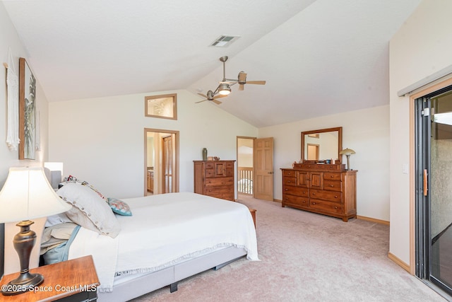 3750 Shady Run Rd, Melbourne, FL 32934 - bedroom featuring lofted ceiling, carpet, ceiling fan, and baseboards