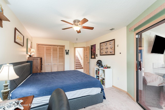 3750 Shady Run Rd, Melbourne, FL 32934 - bedroom with a closet, carpet, ceiling fan, and baseboards