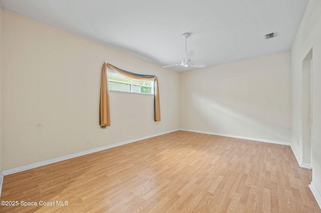 638 Brockton Way W, Melbourne, FL 32904 - empty room with light wood-style flooring, ceiling fan, and baseboards