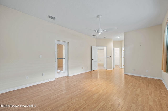 638 Brockton Way W, Melbourne, FL 32904 - empty room featuring light wood-type flooring, baseboards, and a ceiling fan