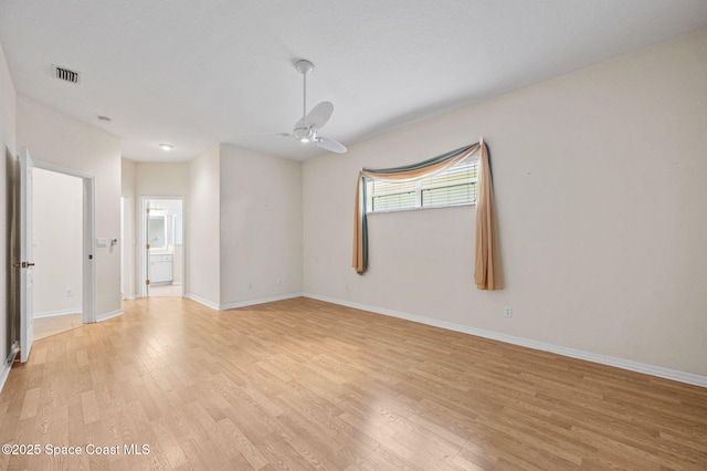 638 Brockton Way W, Melbourne, FL 32904 - empty room featuring light wood-style floors, ceiling fan, and baseboards