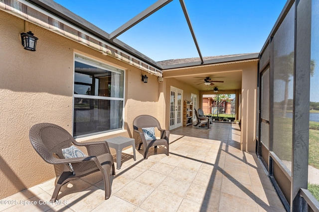 1223 Brumpton Pl, Rockledge, FL 32955 - sunroom / solarium featuring french doors and a ceiling fan
