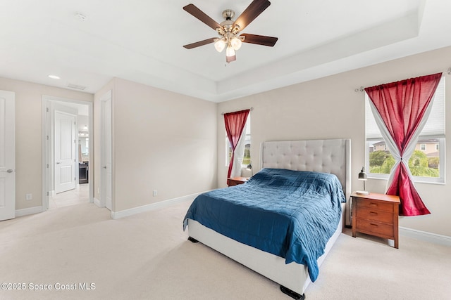 2810 Amethyst Way, Melbourne, FL 32940 - carpeted bedroom featuring a raised ceiling, recessed lighting, and a ceiling fan