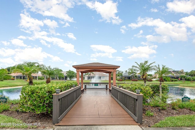 2703 Barrow Dr, Merritt Island, FL 32952 - deck with a gazebo and a water view