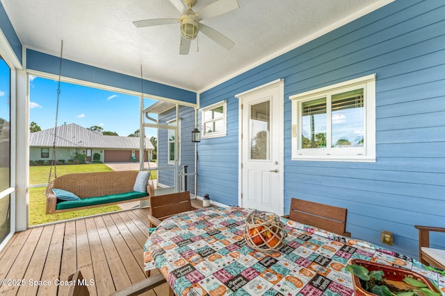 5853 Goldrush Ave, Grant-Valkaria, FL 32949 - sunroom / solarium featuring a ceiling fan