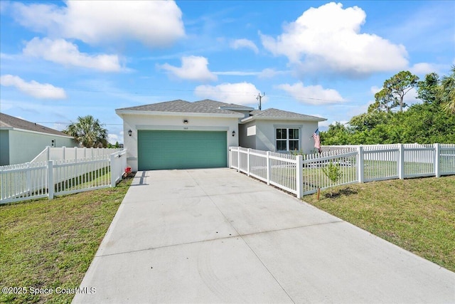 1160 Larkspur St SE, Palm Bay, FL 32909 - view of front of property featuring stucco siding, an attached garage, driveway, and a shingled roof
