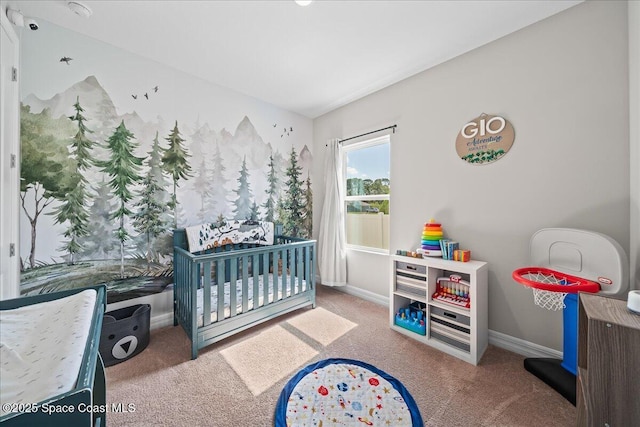 1160 Larkspur St SE, Palm Bay, FL 32909 - bedroom featuring carpet flooring, a crib, and baseboards