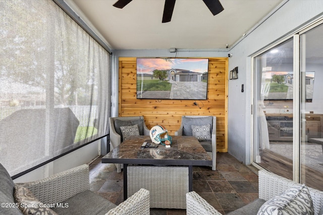 5060 Spinet Dr, Melbourne, FL 32940 - sunroom featuring a ceiling fan