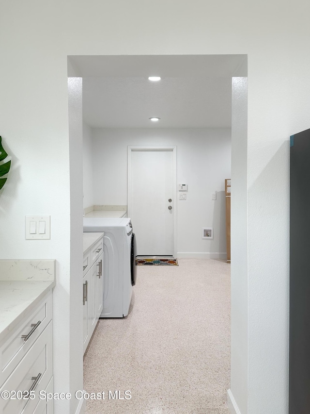 234 Micanopy Ct, Indian Harbour Beach, FL 32937 - laundry area with washer / clothes dryer, recessed lighting, and baseboards