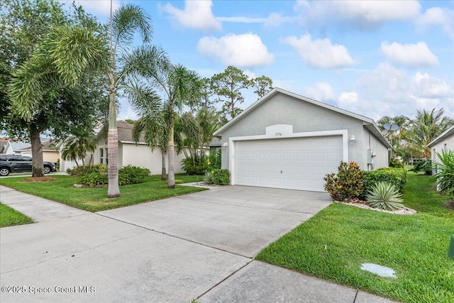 1776 Sawgrass Dr SW, Palm Bay, FL 32908 - single story home featuring a front lawn, stucco siding, driveway, and an attached garage