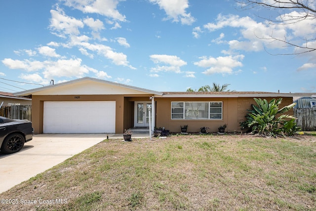 1505 W Central Ave, Merritt Island, FL 32952 - single story home featuring an attached garage, stucco siding, and concrete driveway
