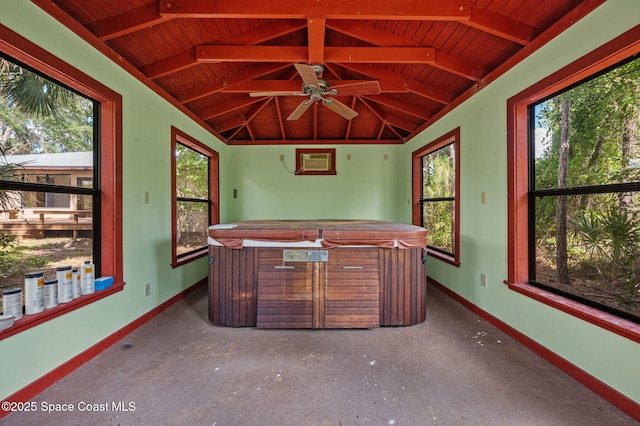 7001 Windover Way, Titusville, FL 32780 - unfurnished sunroom featuring a jacuzzi and a wall unit AC